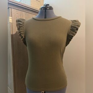 GAP Olive Ruffle Sleeve Blouse